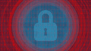 Digital lock icon representing data security in a home office environment, emphasizing physical data protection and cybersecurity measures.