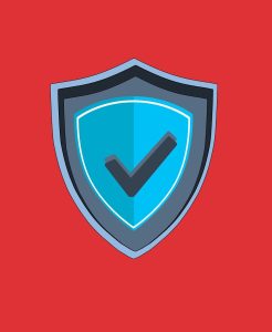Illustration of a shield with a checkmark symbolizing supply chain security and vendor risk management. Emphasizes cybersecurity and protection in supply chain operations.